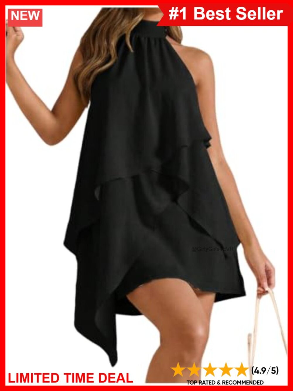 Verdusa Halter Ruffle Backless Flowy Wedding Guest Dress A-Line